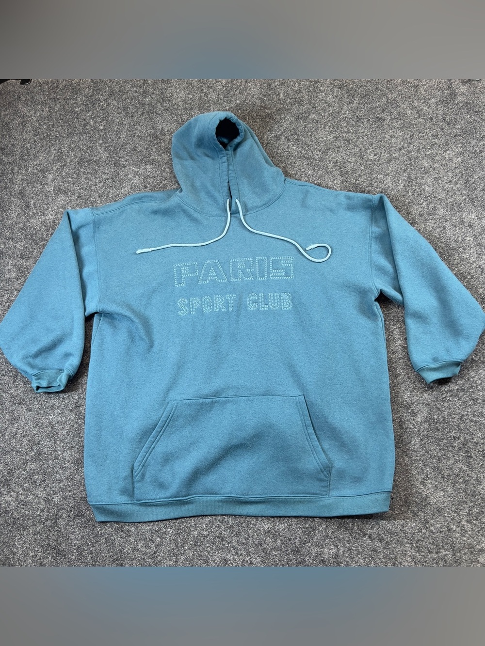 Vintage Paris Sport Club Hoodie Men’s Large Blue Embroidered Pullover